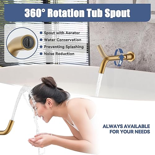 Miniatura 5 de CASAINC Juego de grifos de ducha completos, cabezal de ducha de lluvia redondo de 10 pulgadas con rociador de mano y boquilla de bañera montado en