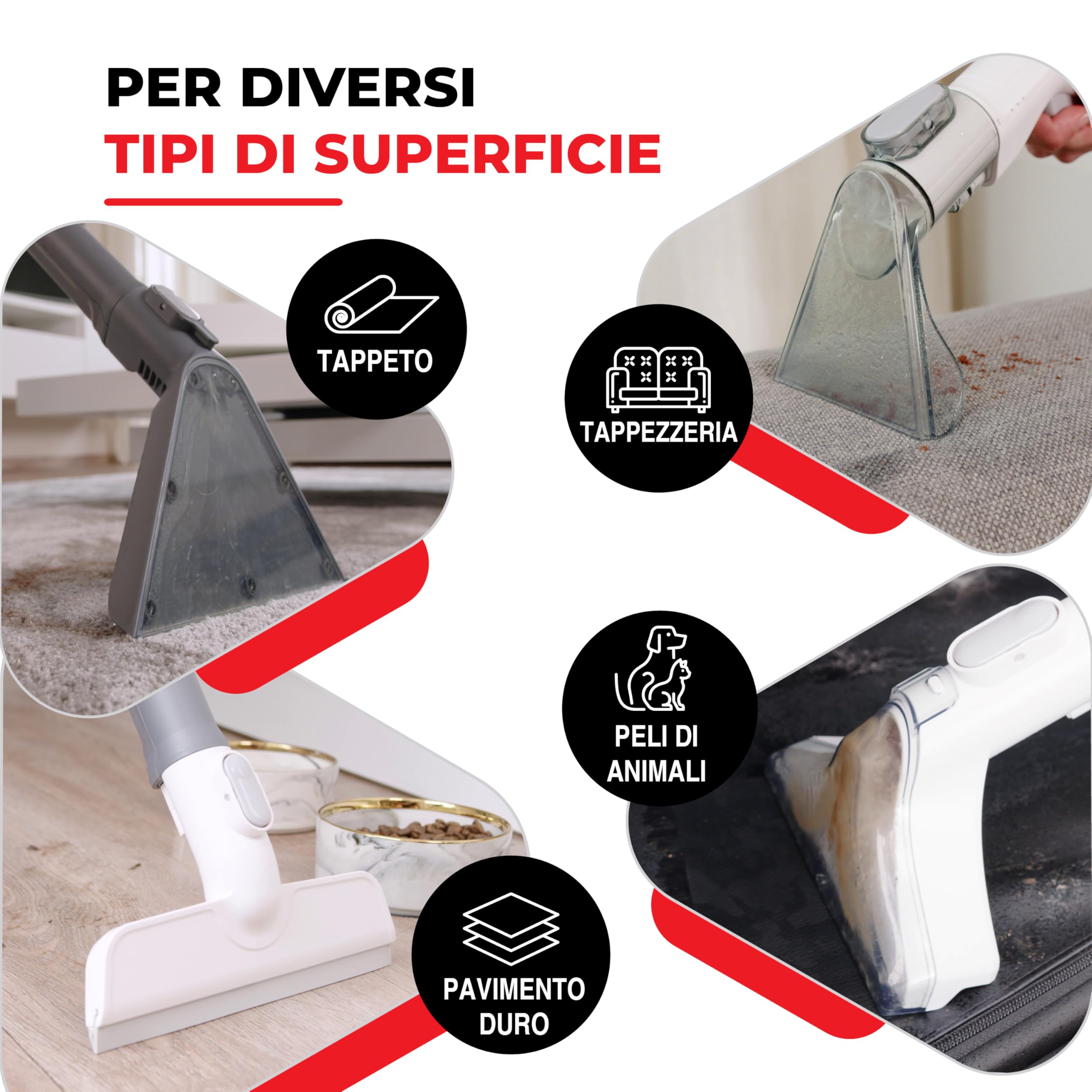 SPOTTY lavatappeti e divani con potenza di aspirazione di 170 mbar per una pulizia profonda di tappeti, tappezzeria, peli di animali, auto e pavimenti duri | Pulitore igienico per tappeti [67 dB]