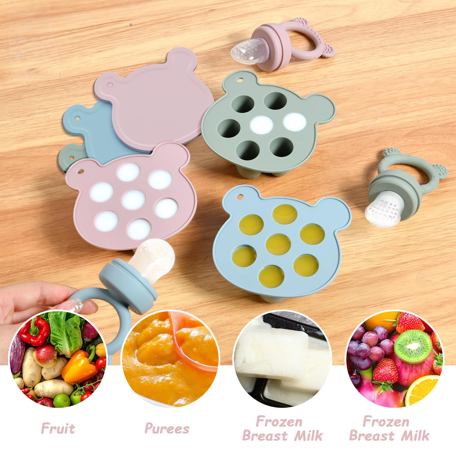 Aolso Ciuccio Per Alimenti Neonati, Ciuccio Per Frutta, Frutta Per Neonati Alimentatore, Allevia Il Dolore Alle Gengive, Ciuccio E Vassoi Per Congelatore, L'alimentazione Sicura Dei Bambini (Rosa)