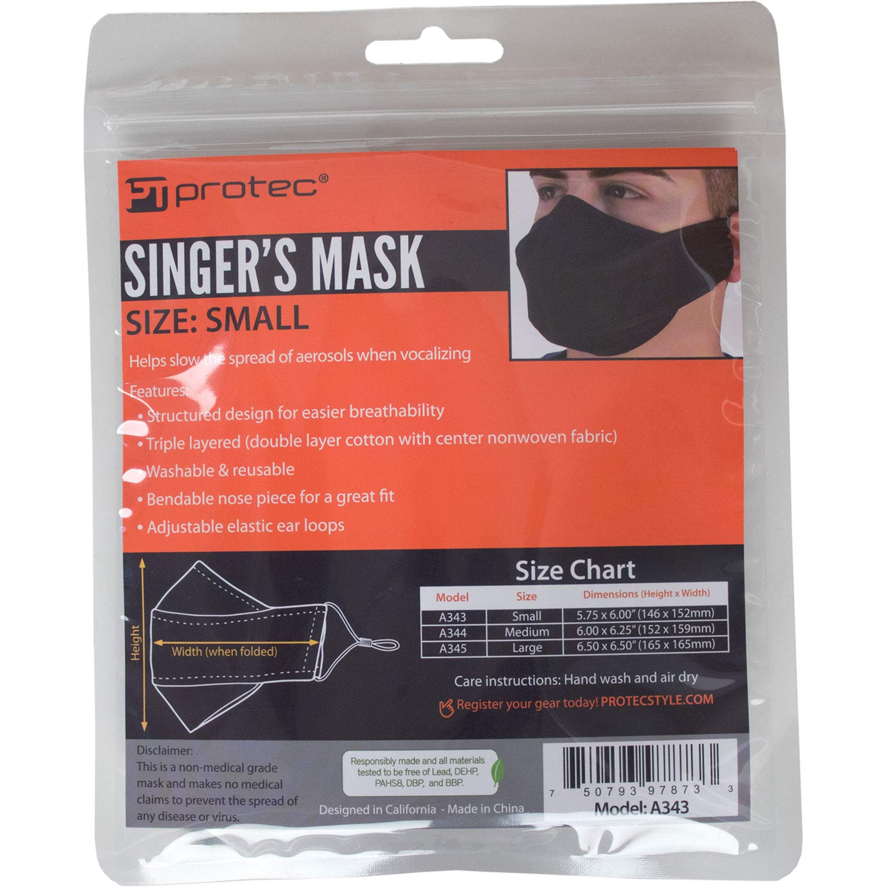 Amazon.com: Protec Singer's Face Mask Model A343, Size Small