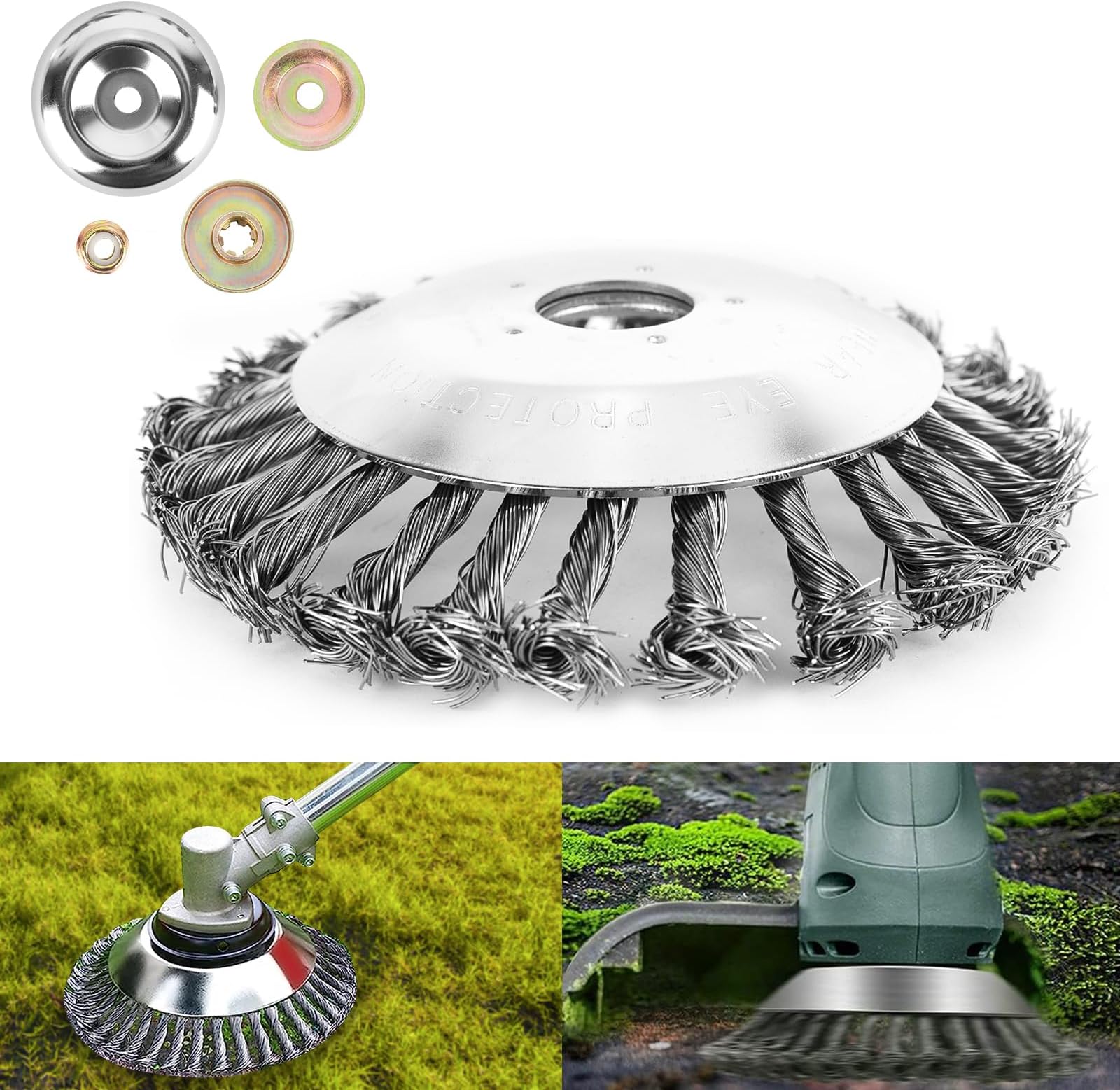 Unkrautbürste Für Rasentrimmer - 4 Zoll, M10 Gewinde, Entfernt Moos & Schmutz