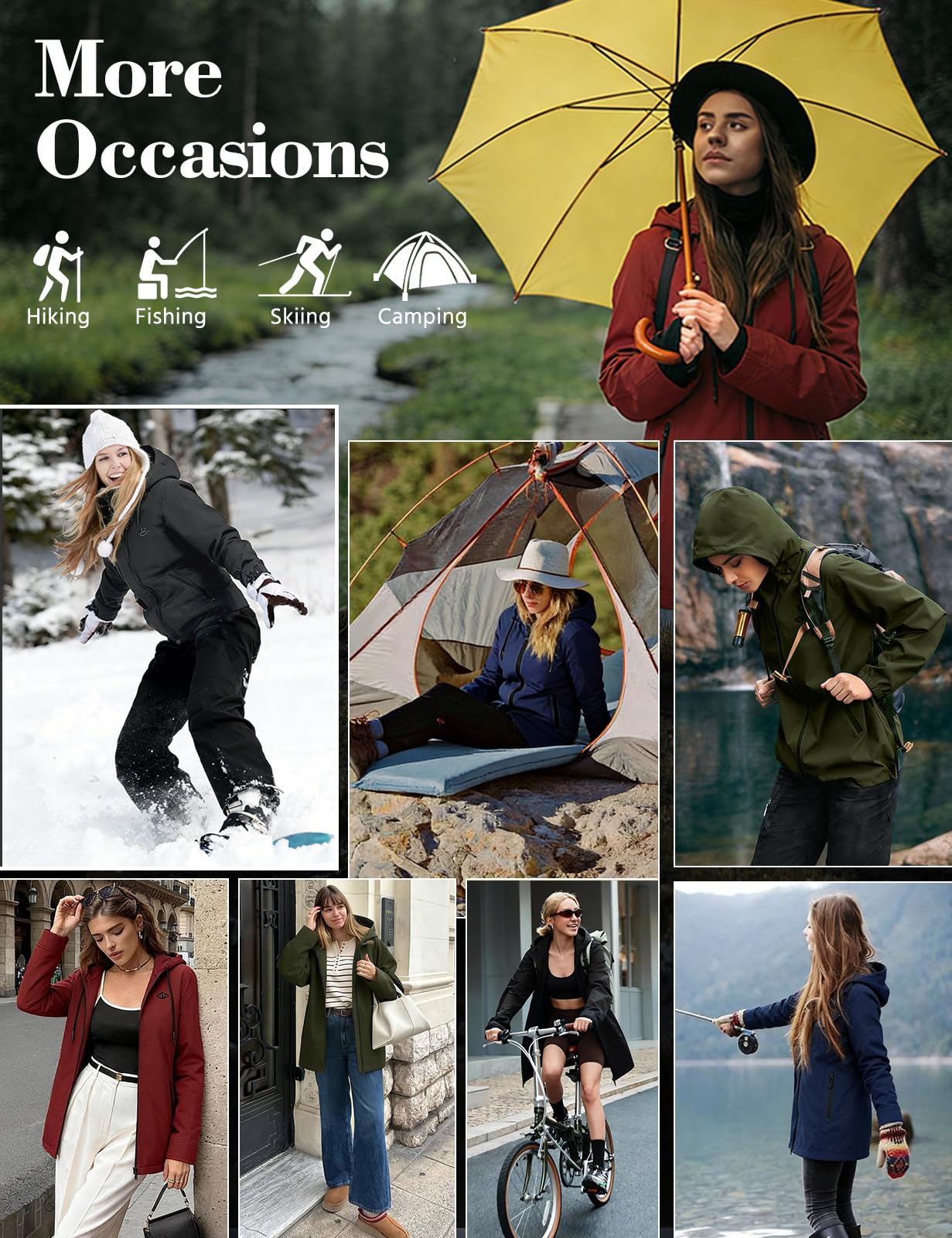 Veste Femme Softshell Imperméable Veste de Randonnée Parka Coupe Vent Blouson Polaire à Capuche Femme Printemps Automne Manteau Zippé d'Extérieur
