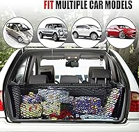 Vista 4 de Red de carga trasera para automóvil, red organizadora de almacenamiento elástica ajustable, red de almacenamiento de carga para maletero, ajuste