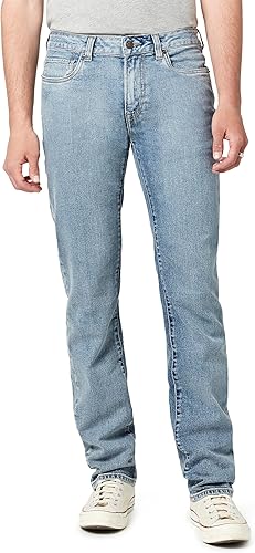 Buffalo David Bitton Straight Six Jeans, Indigo moustaché et contrasté, 32 W/34 