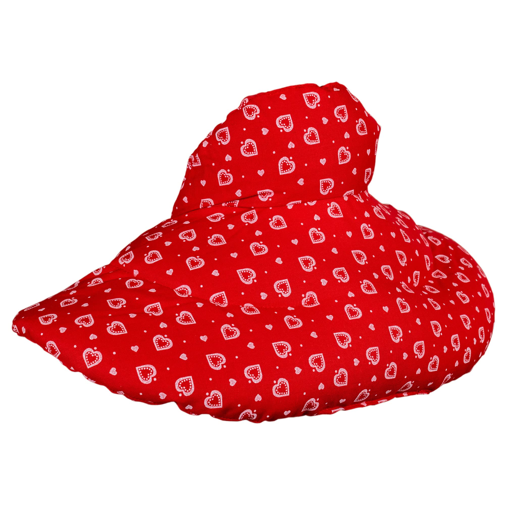 Cojín cervical con cuello alto, diseño de corazones, color rojo y lavanda