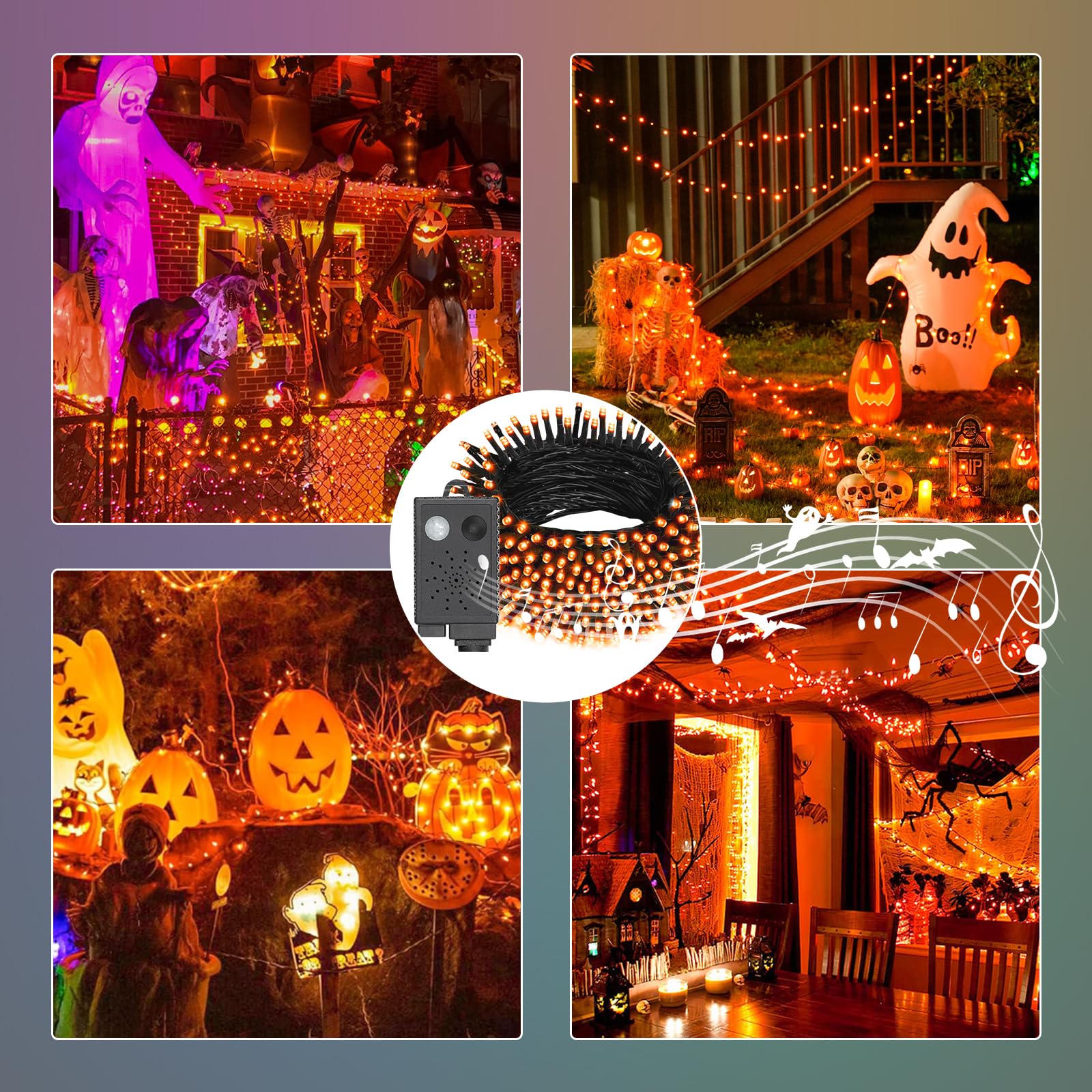 Halloween Lichterkette Mit Musik - 300 LED, 6 Modi, Sound Sync Für Grusel-Party