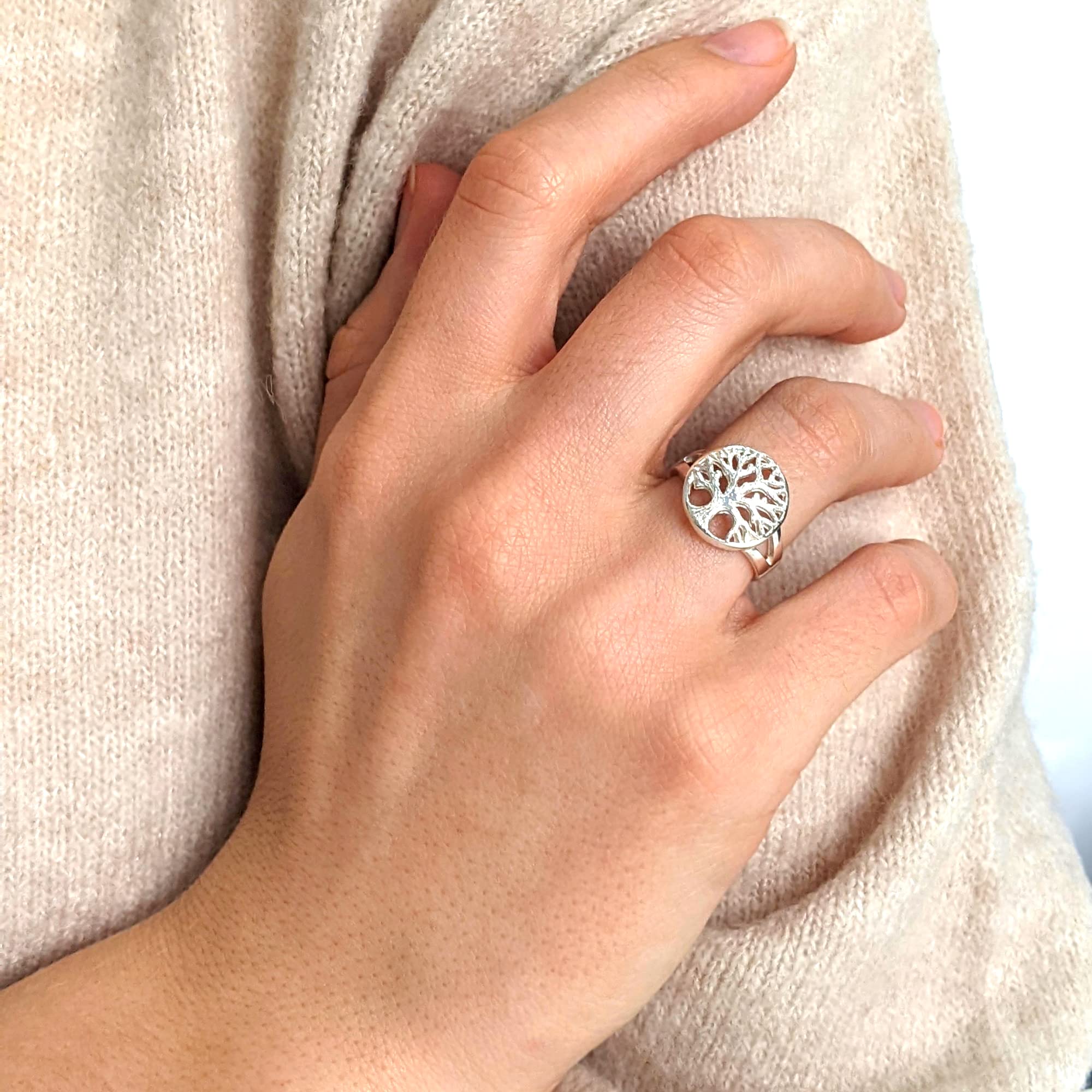 Silverly Anillos de plata de ley 925 con el árbol de la vida para mujer | Anillo de promesa celta redondo para hombre | Anillos inspirados en la naturaleza para adolescentes | Regalos espirituales