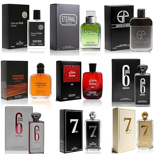 Miniatura 12 de Juego de muestras de colonia para hombre (3.4 fl oz cada uno x 9 piezas) Paquete variado de fragancias de lujo para hombres Aromas a madera