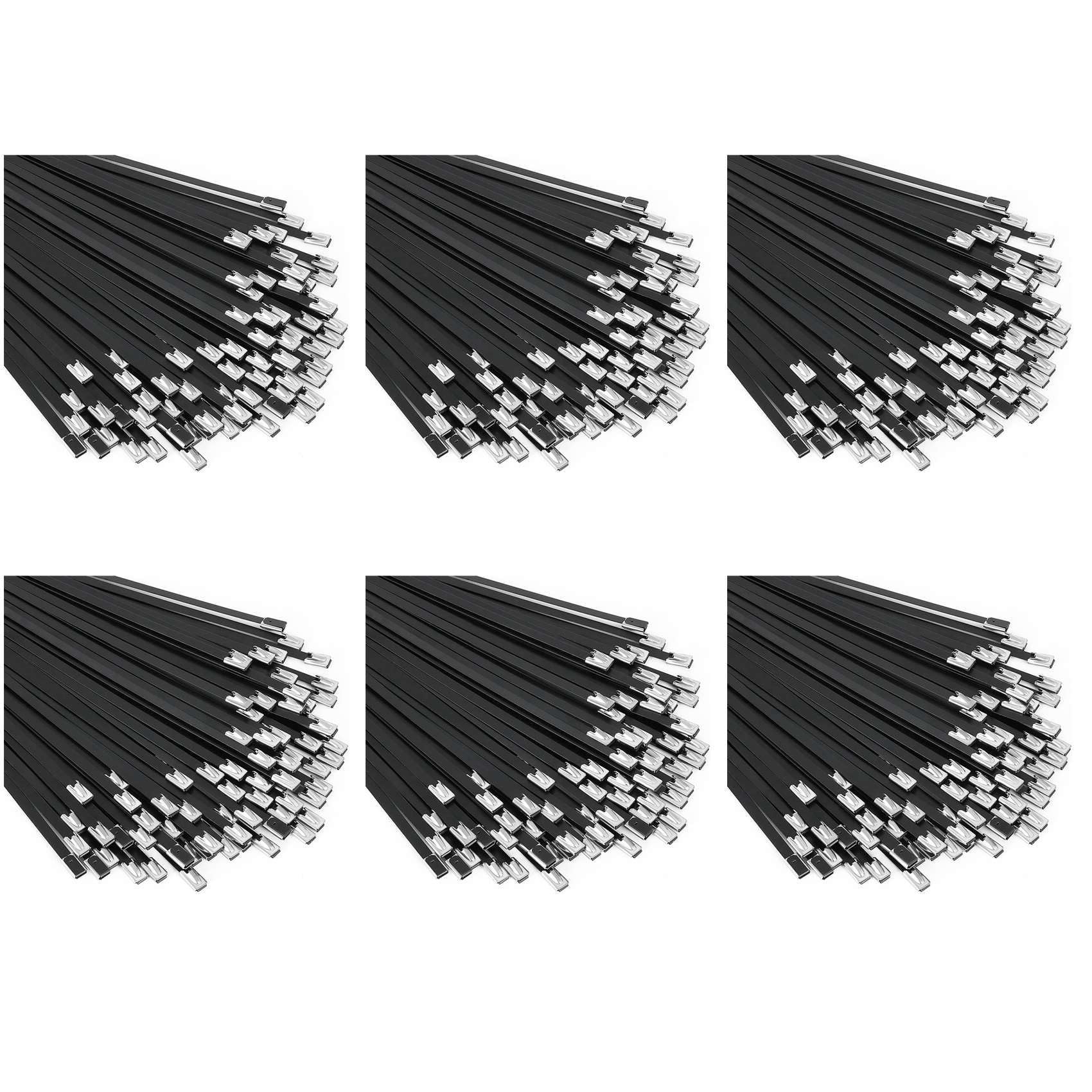 Jnchdghwa Black Metal Zip Ties 600Pcs 11.8 Inch 304 Stainless Steel Epoxy Coated Cable Tie For Machinery, Vehicles, Farms, Cables