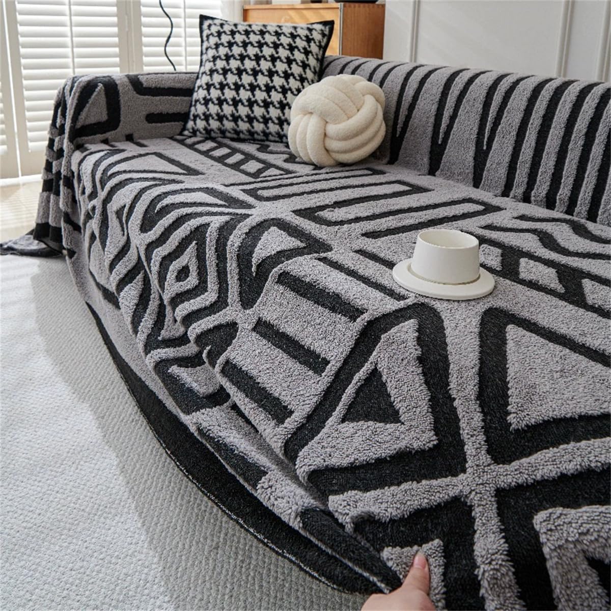 Housse canapé 3 places universelle gris protège canapé 180x420