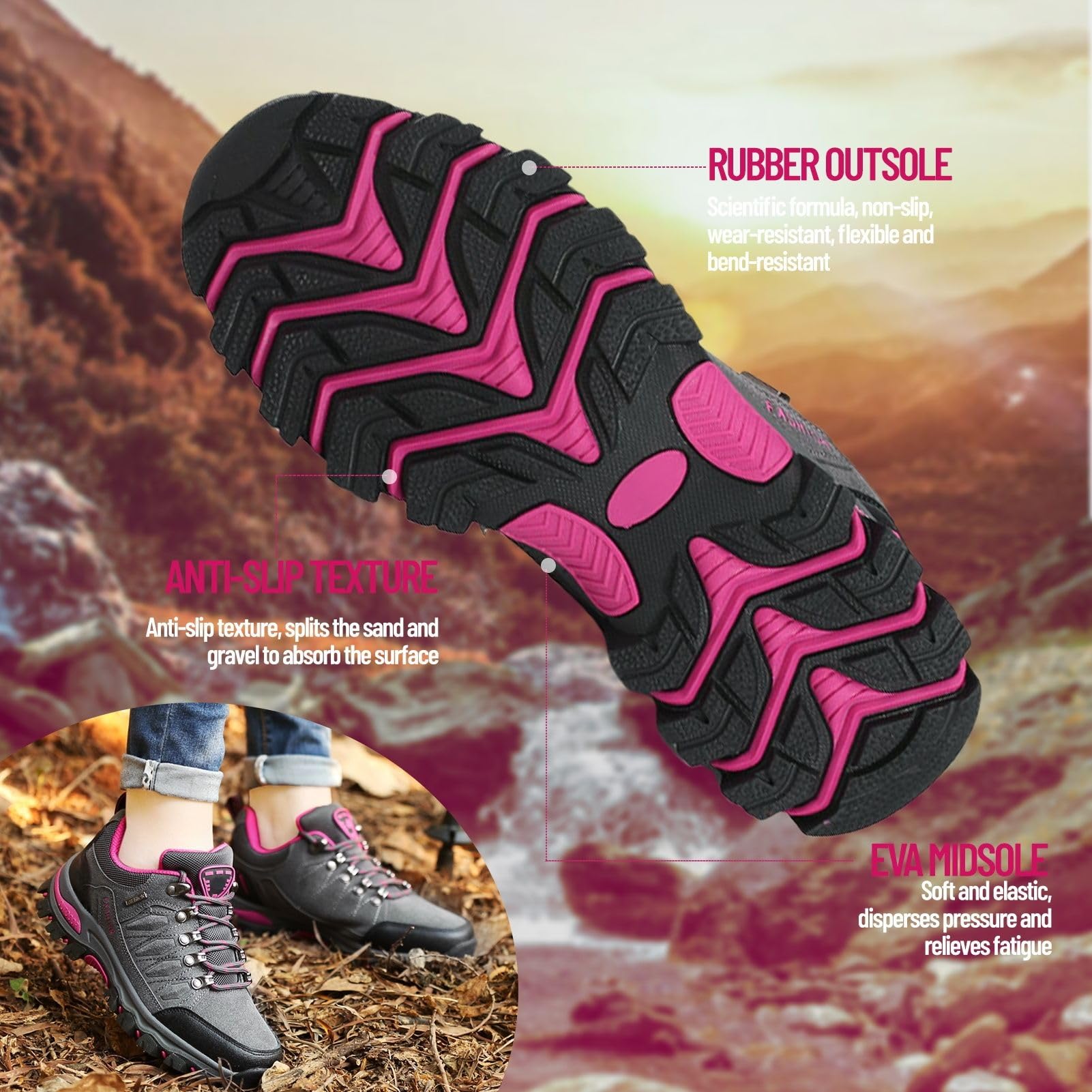 Damen Trekking & Wanderschuhe, Wanderschuhes Im Freien FüR Alle Jahreszeiten, Sportschuhe Mit Niedrigen Top -Spitzen, Klettern, Reisen, Camping Angeln, Bergklettern