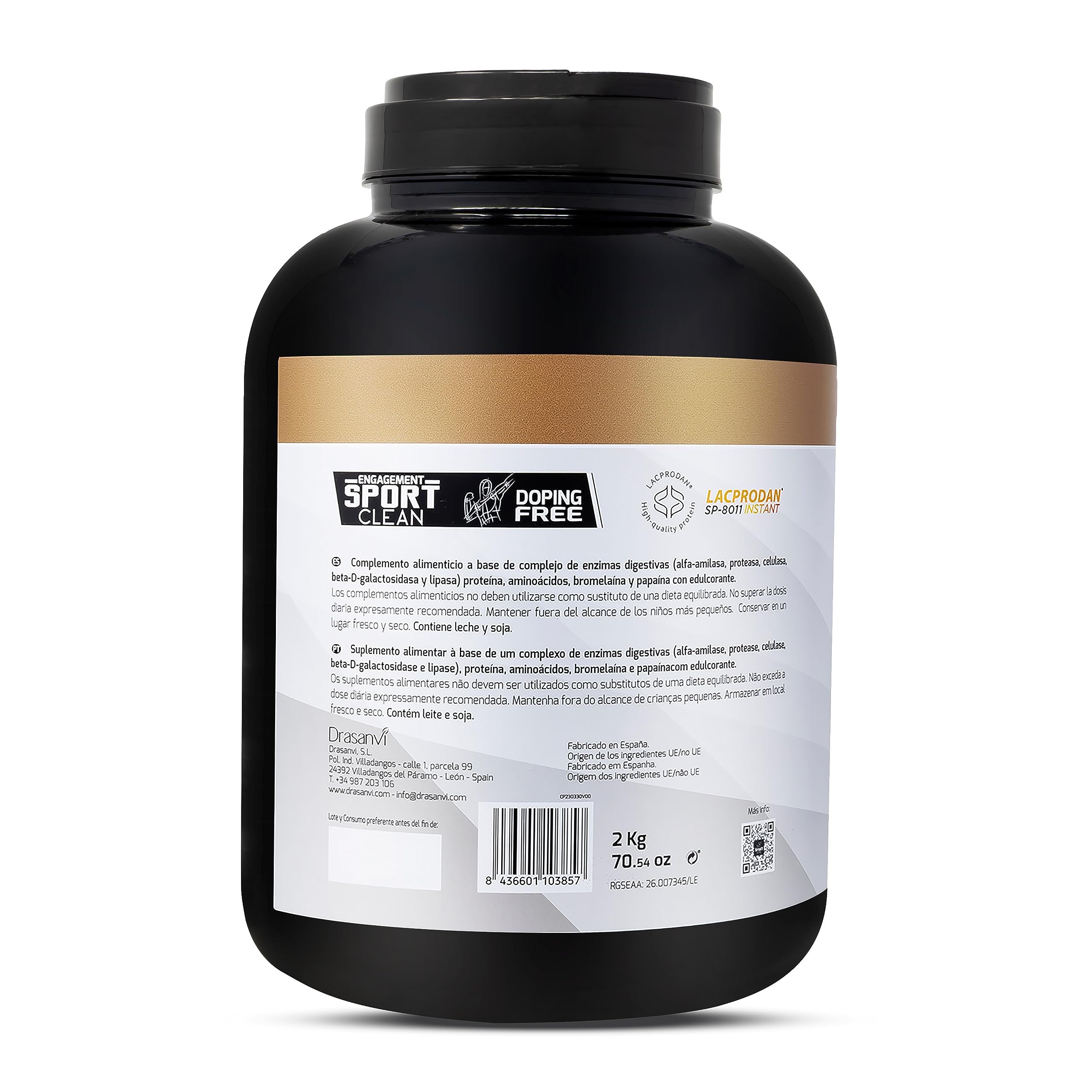 SPORT LIVE Concentrado de proteinas de suero de leche | Whey Protein en polvo con L-Glutamina y L-Leucina | Ayuda a aumentar tu masa muscular | Mejora tus batidos |Cookies&Cream | 2 KG