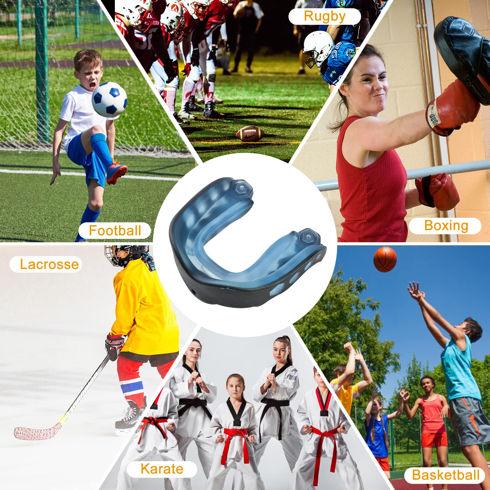 Fußball-Mundschutz mit Etui, 2 Stück, Jugendsport-Mundschutz, professioneller Mundschutz für Hockey, Boxen, Hockey, Basketball, MMA, Lacrosse