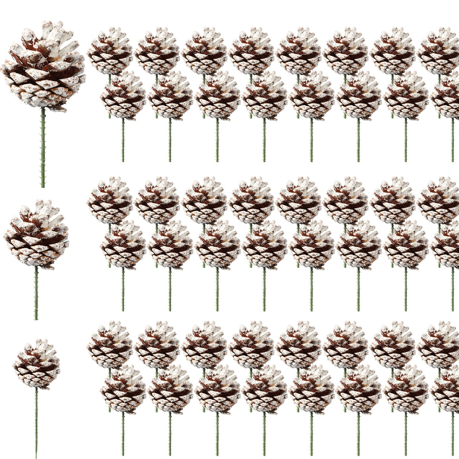 Leyndo 60 piñas naturales de Navidad, piñas de nieve, piñas de pino de Navidad, 3 tamaños, decoración de cono de pino para guirnalda, árbol de Navidad, adornos de vacaciones de invierno, decoración