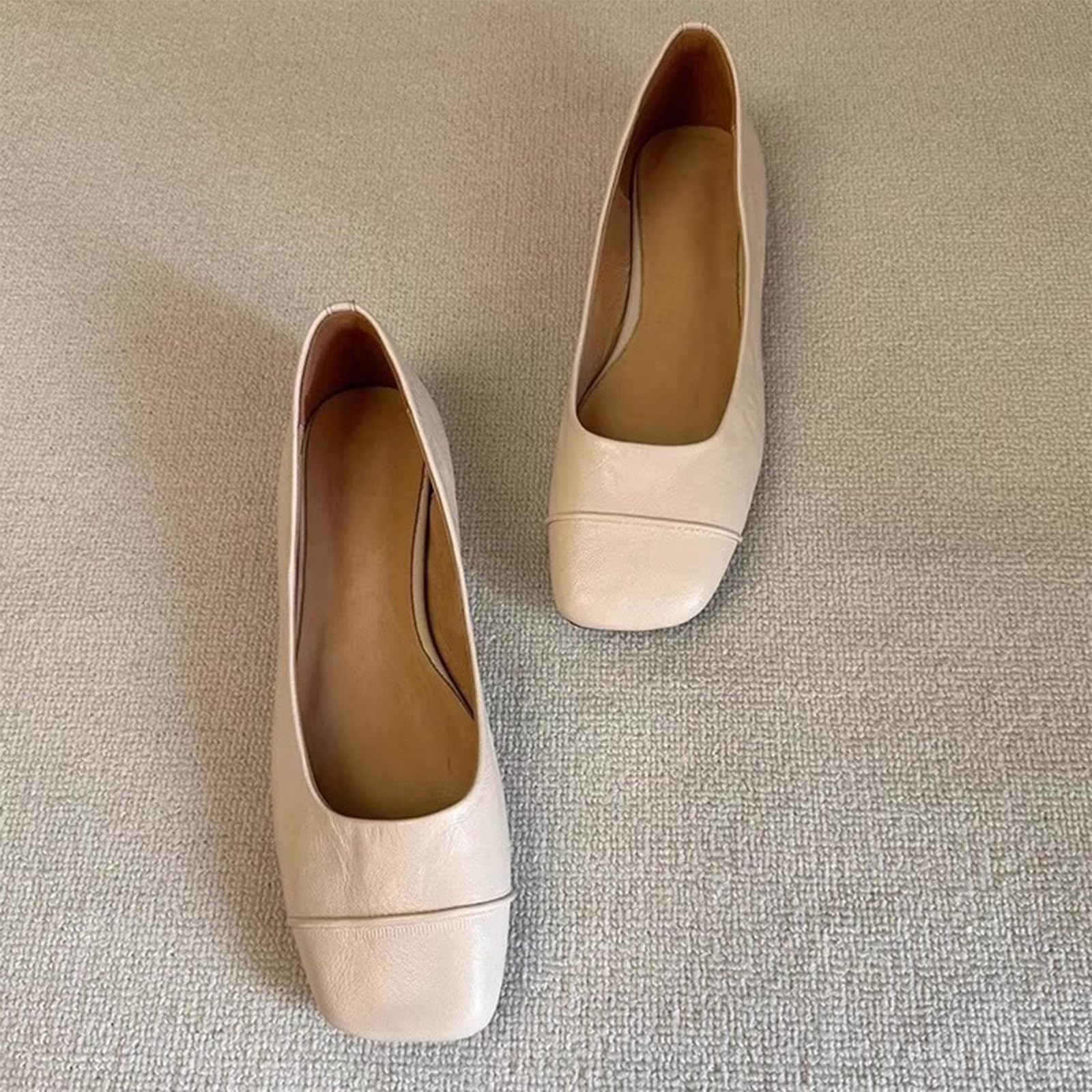 Buty damskie z kwadratowym noskiem baletki damskie płaskie buty damskie niski krój wsuwana skóra naturalna komfort szerokie stopy styl na co dzień chodzenie do biura biznesowego na co dzień