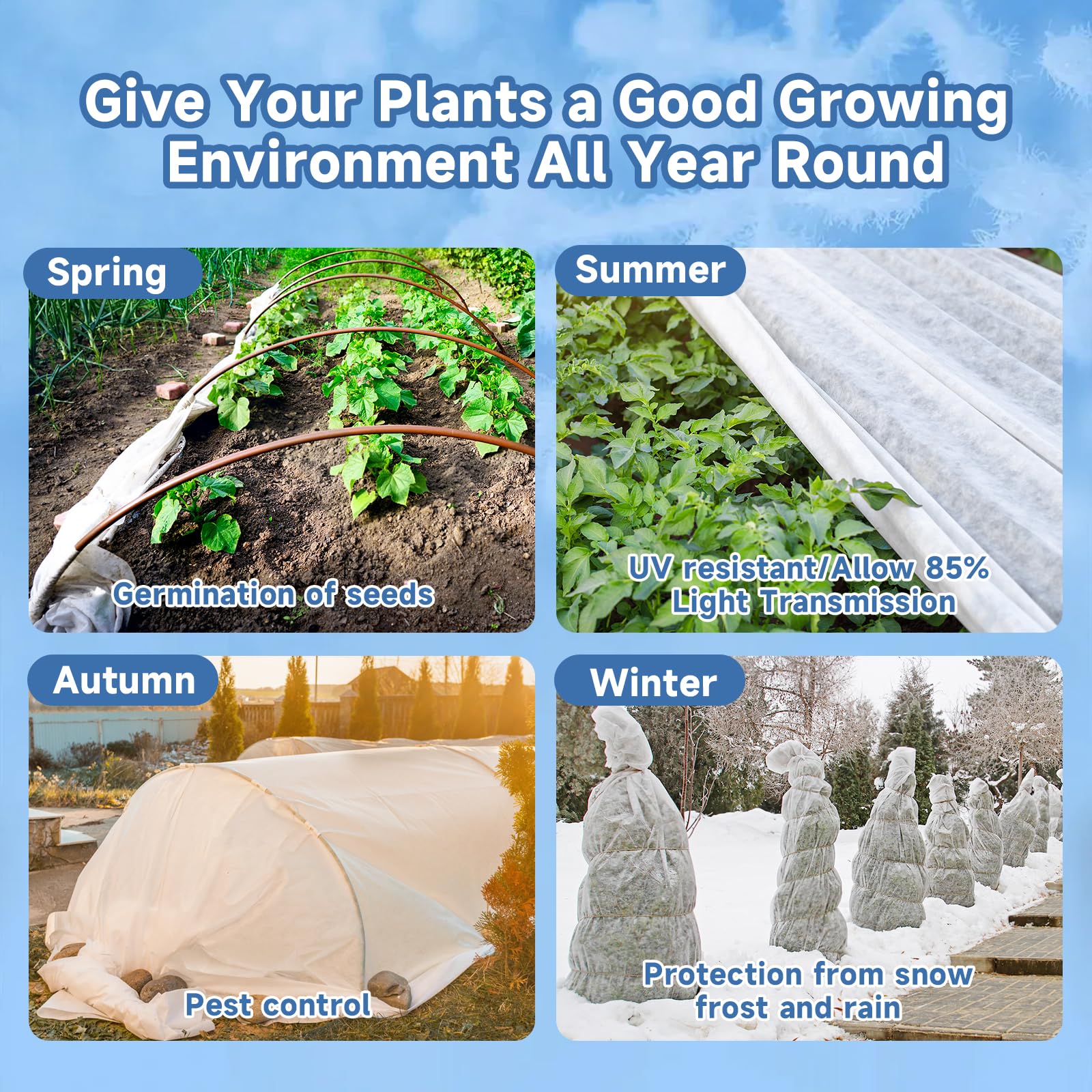 Cubiertas para plantas de protección contra congelación, 10 pies x 20 pies, 10 onzas/yd², manta flotante más gruesa, tela para plantas para invierno, heladas, nieve y protección del jardín