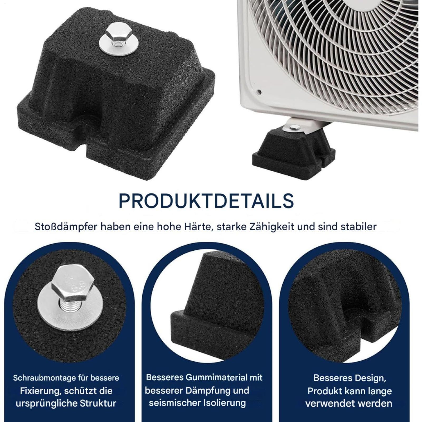 Almohadillas Antivibración Soporte Montaje Aislante Resistente | 4 Amortiguadores de Goma Antivibración Para Condensadores Exteriores, Bomba De Calor Y Aire