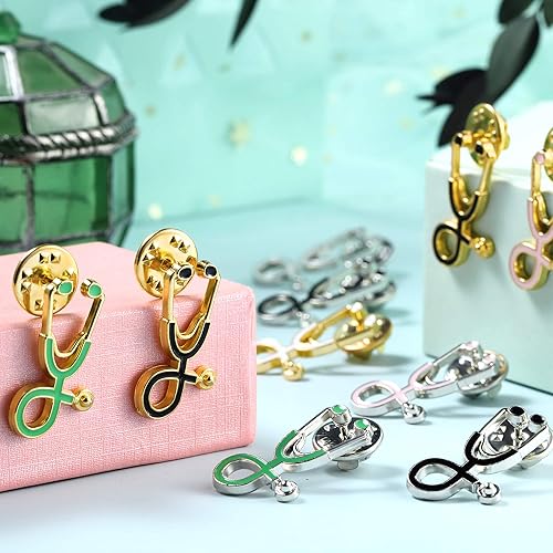 Miniatura 4 de Yaomiao Nurse Doctor Pins Stethoscope Brooch Pins Stethoscope Enamel Lapel Pin Cute Schoolbag Pin Badges for Christmas Doctor Nurse Medical Students