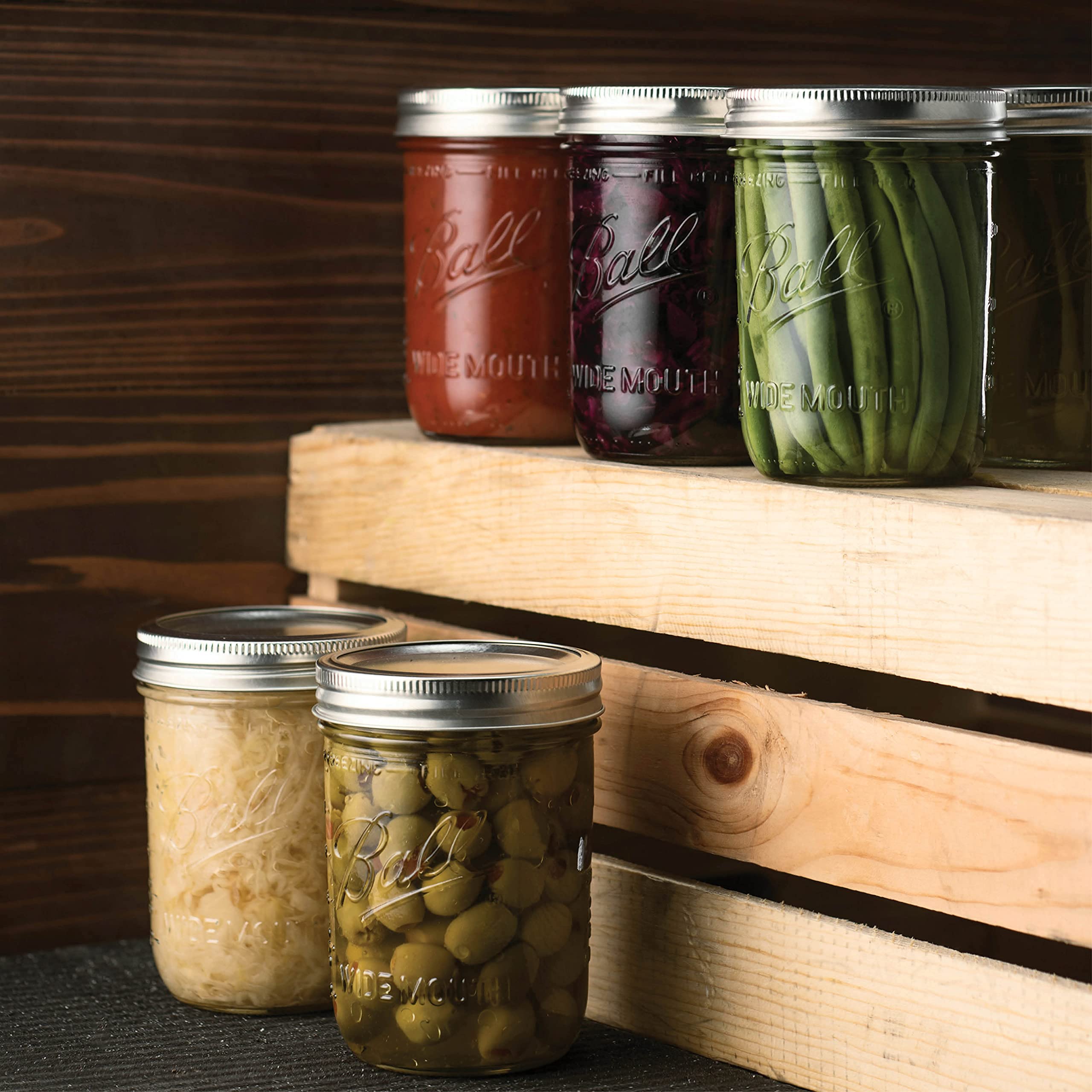 Ball Wide Mouth Mason Jars 16 oz [12 Pack] With mason jar lids and