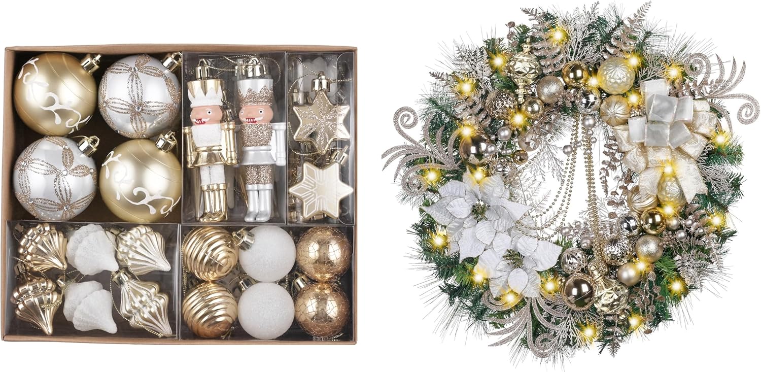 Valery Madelyn 2 Pcs Christmas Decor Value Pack Bundle for Outdoor Indoor Home Fireplace Mantel Front Door Decorations