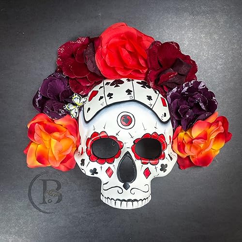 Máscara de disfraz del Día de los Muertos máscara de esqueleto de calavera de Halloween máscara de máscara Día de los Muertos tocado disfraz de