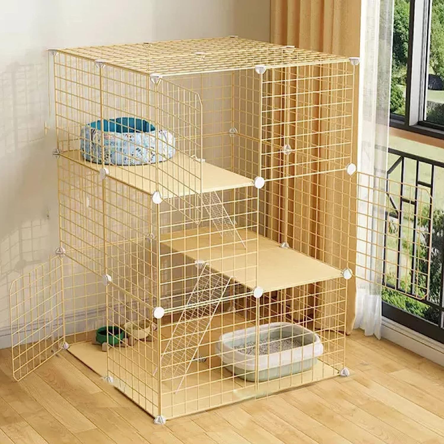 Cage pour chat et petits animaux pour le salon | Maison intérieure pliable 107 cm