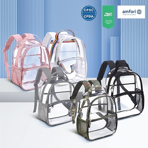 Miniatura 7 de Mochila de plástico transparente aprobada para estadios, perfecta para el trabajo, escuela, viajes, Gris, Compacto