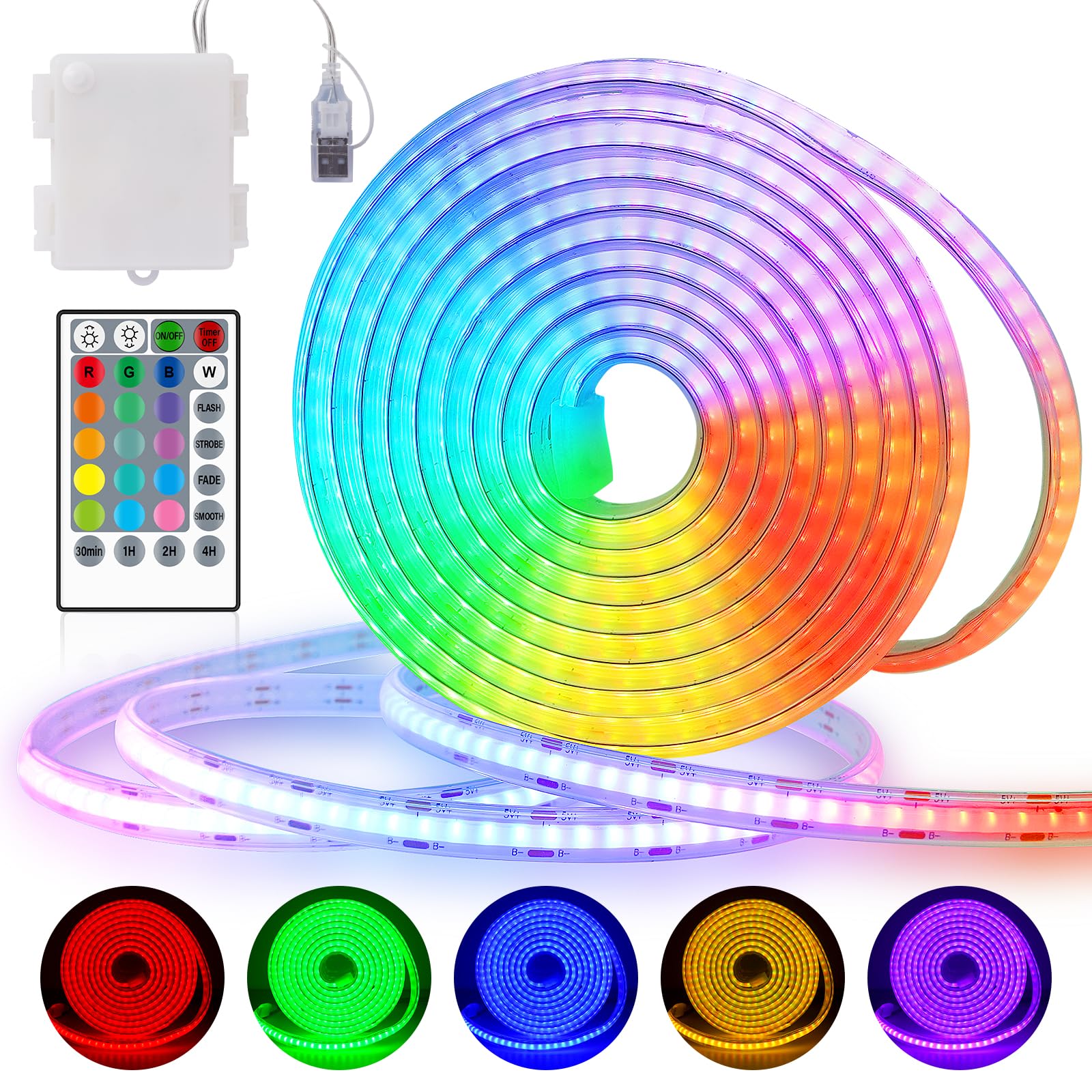 Amazon.com: OMIKA 6.6FT 1152LEDs RGB COB LED Strip Lights Battery