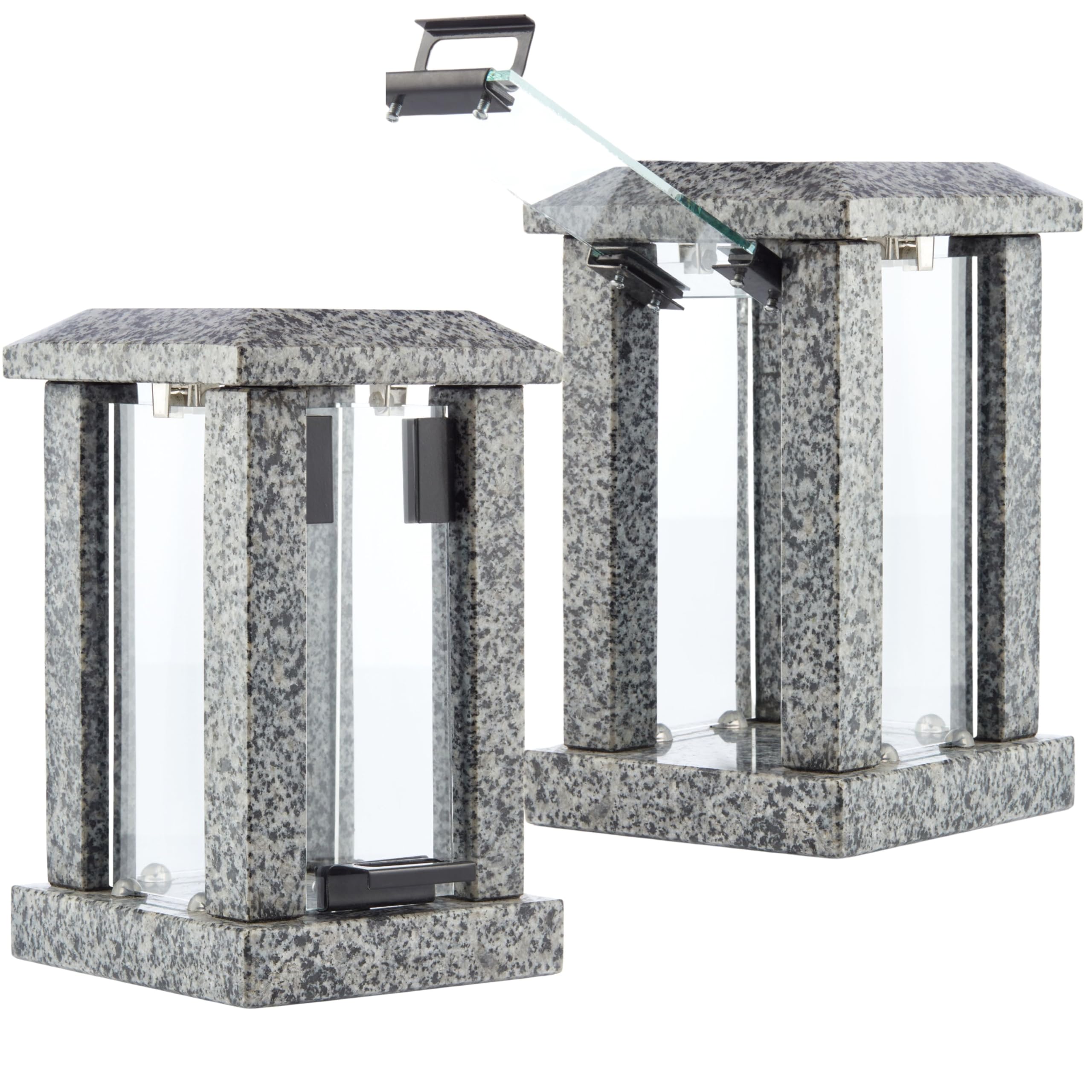 Granite Memorial Lantern - Funeral Cemetery Grave Ornament - Novecrafto - Grey