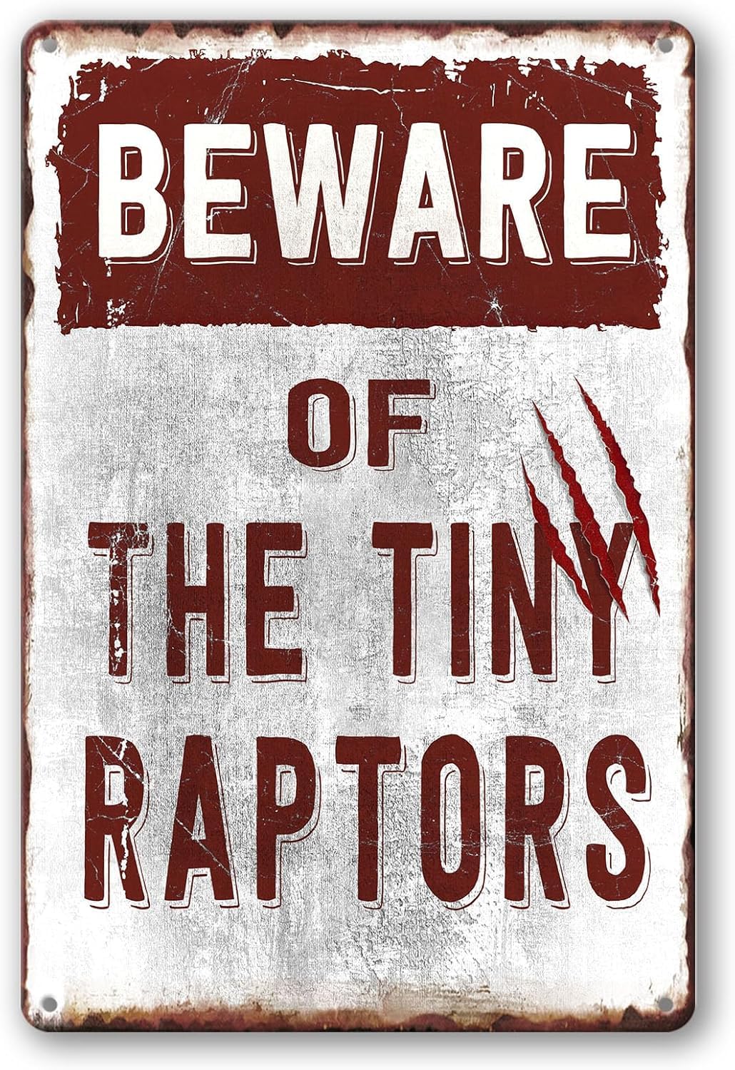SMAZDFXX Funny Chicken Coop Signs Beware of The Tiny Raptors Metal Tin Sign Chicken Coop Accessories Outdoor Chickens Farm Sign Yard Decor for Chicken-Lovers 5.5"x8"