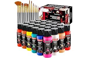 Enrich Your Canvas with Fantastory Acrylic Paint Set (24 Hues and 12 Brushes)