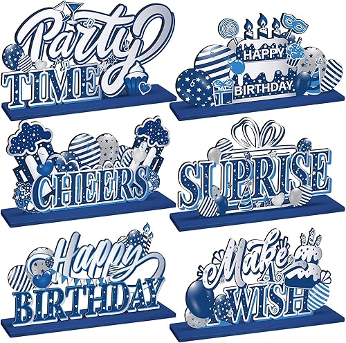 Hoolerry 6 piezas de decoración de fiesta de feliz cumpleaños, decoración de mesa de cumpleaños, centros de mesa de cumpleaños, centros de mesa de