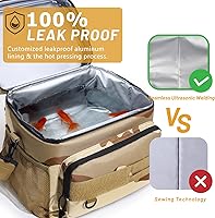 Vista 5 de Lonchera grande aislada, lonchera congelable para adultos, hombres y mujeres, lonchera aislada de 16 litros, a prueba de fugas, para el trabajo