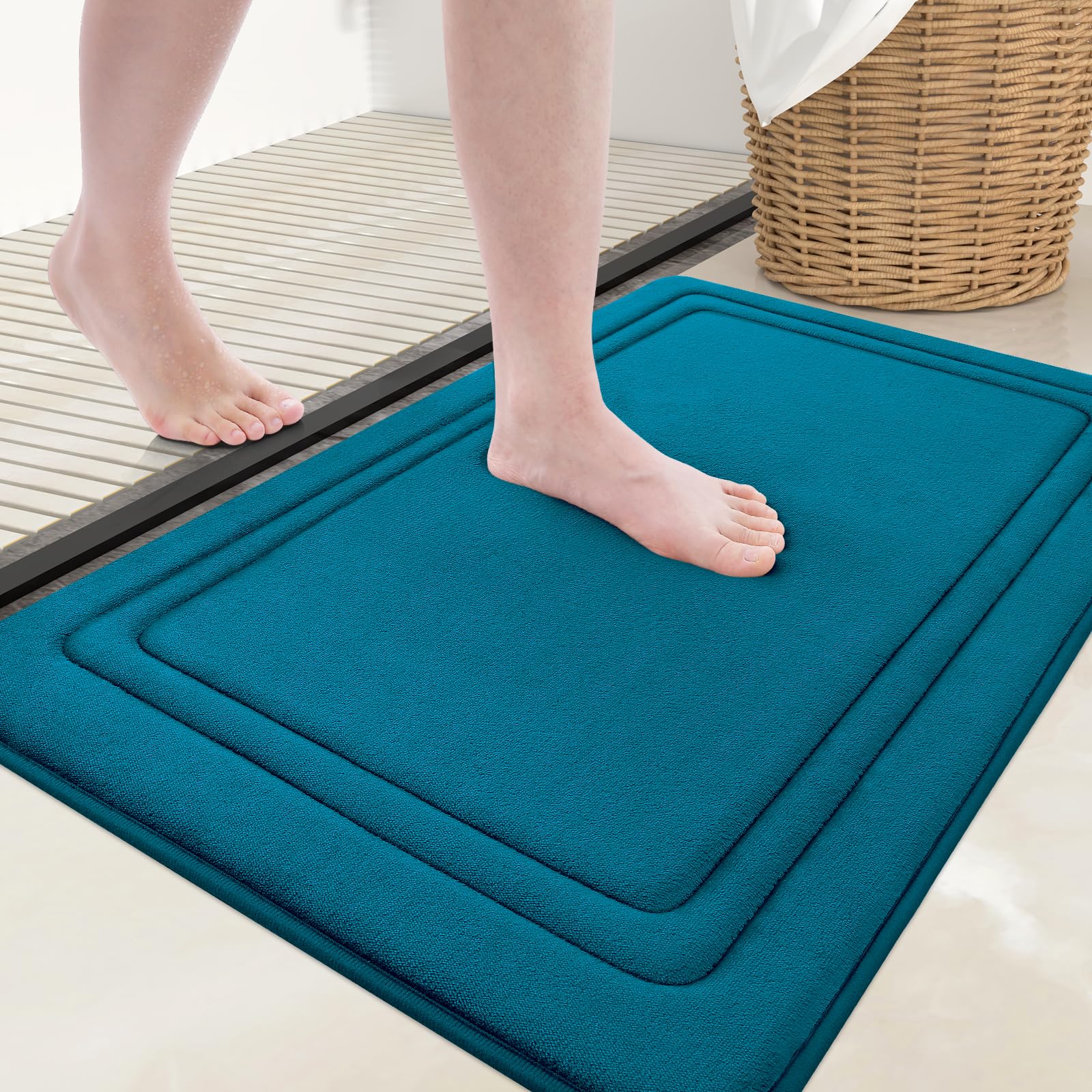 Grandaily Memory Foam Bath Mat Rug 24x16, Ultra Soft, Non-Slip and Absorbent Bathroom Rugs, Machine Wash Dry, Comfortable Bath Carpet for Bathroom