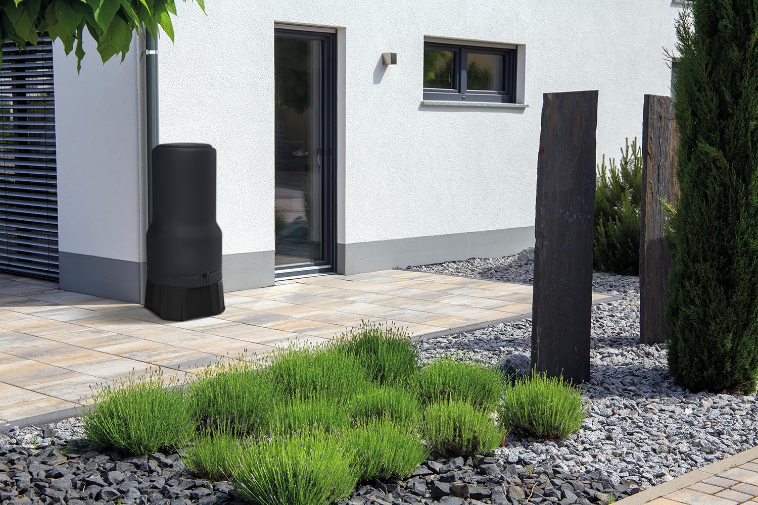 YourCasa Tanque de Lluvia RainBell 200L Con Pie, Tapa y Grifo - Barril de Plástico a Prueba de Heladas - Depósito de Agua Para Jardín, Colector