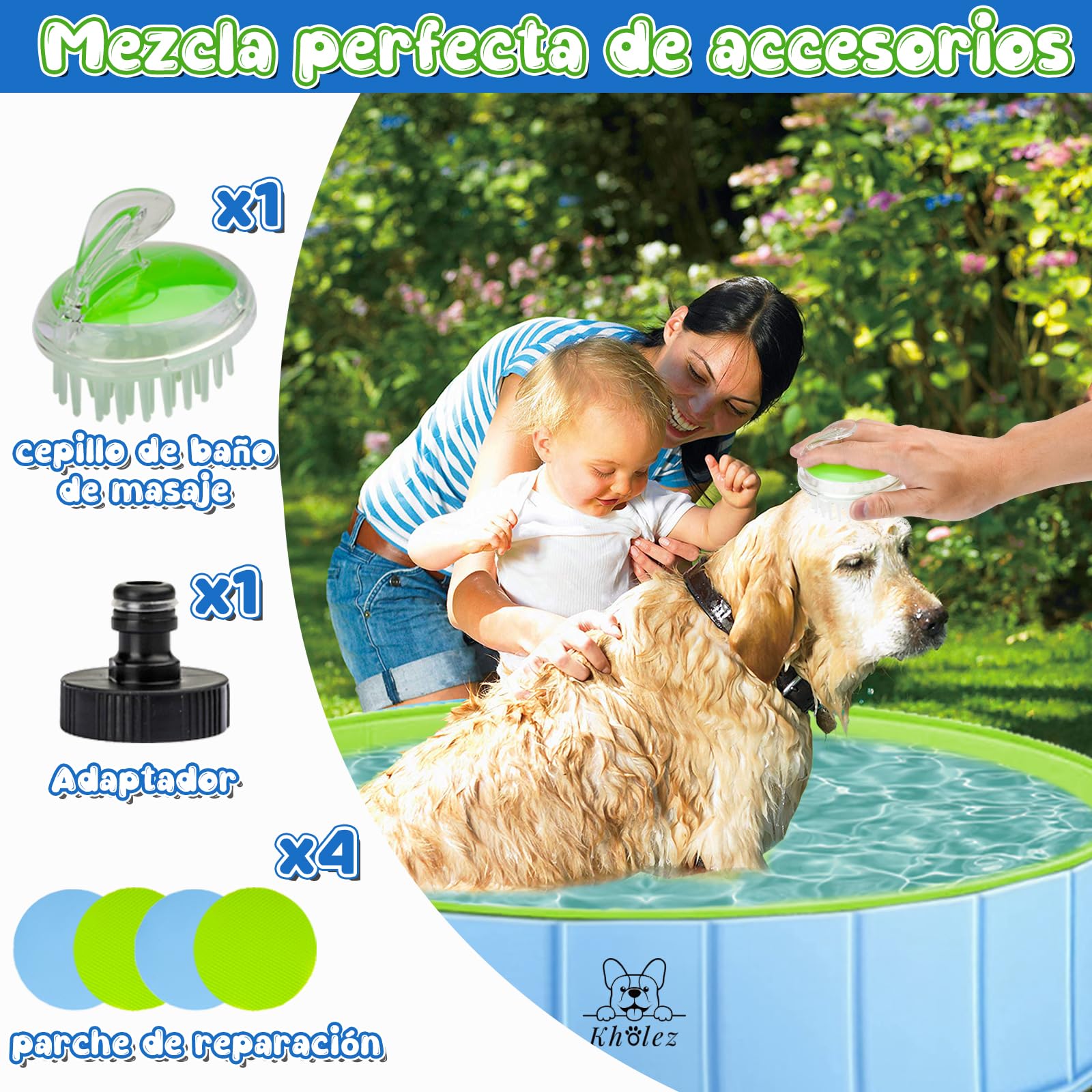 Piscina para Perros Plegable, Antideslizante Bañera para Mascotas, Portátil Bañera para Niños Natación Piscina para Mascotas Perros Piscina de Bolas para Bebé Niño Redonda Piscina - Verde