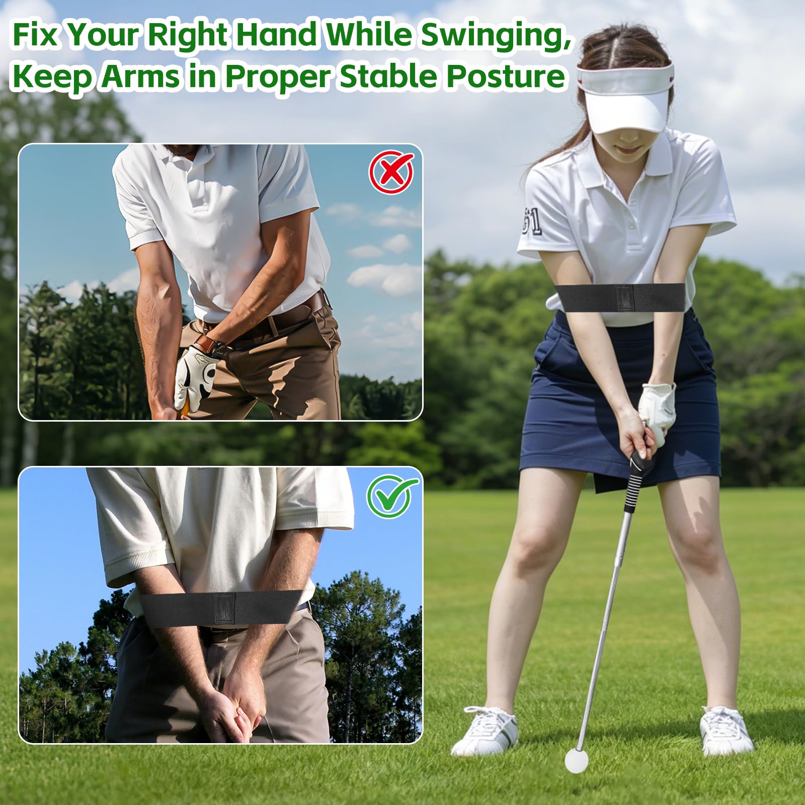 Golf Swing Trainer mit Armband, Einziehbare Golftrainingshilfe, Swing Click Feedback Trainingshilfe Set, Indoor Outdoor Übung Golf Zubehör Perfekte Golf Geschenke für Männer