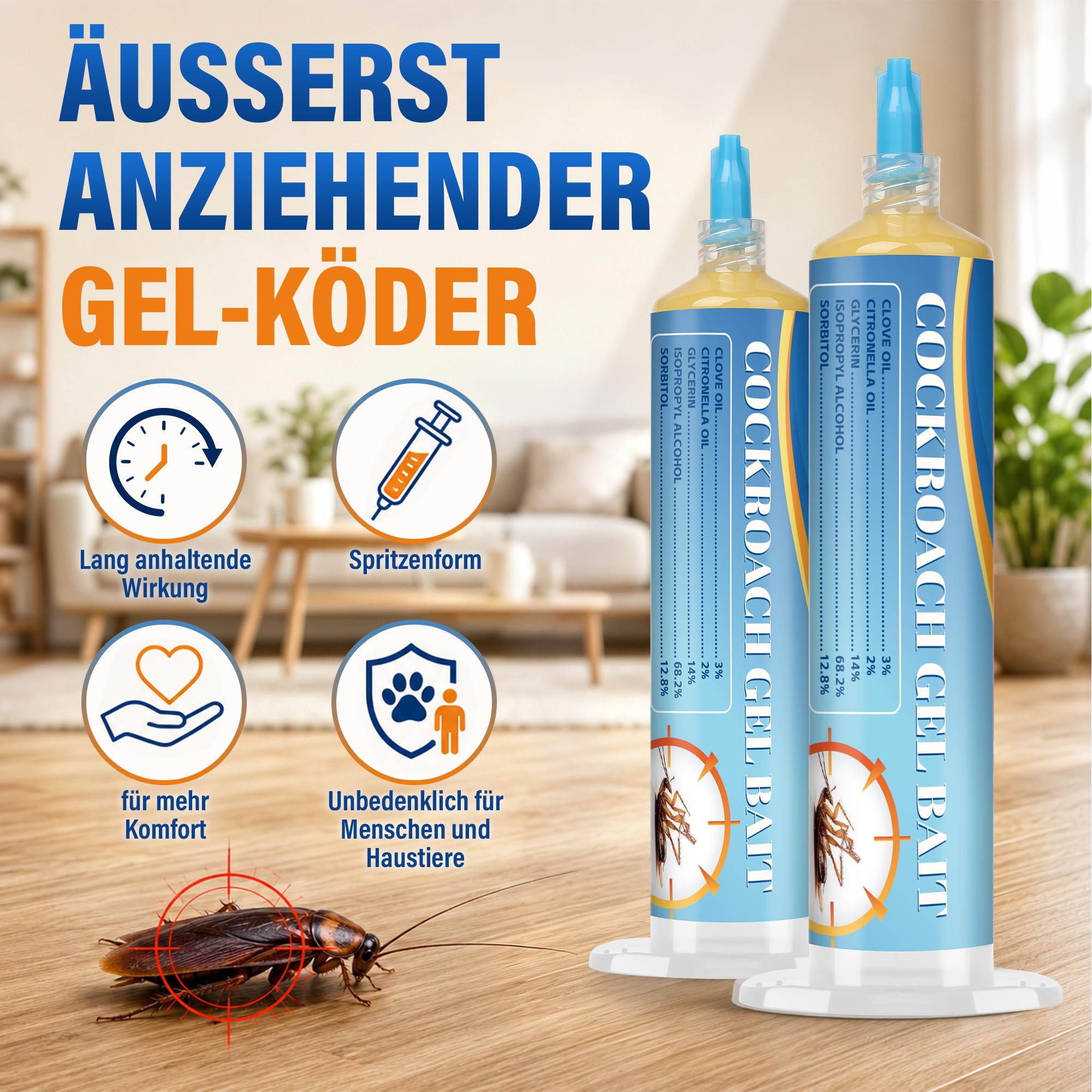 6 Stück Kakerlake Abwehrmittel, 6 * 30G Kakerlakenschutzmittel, Langanhaltender Kakerlakenabwehr für Innen und Außen, für Küche, Bad, Garage und Keller