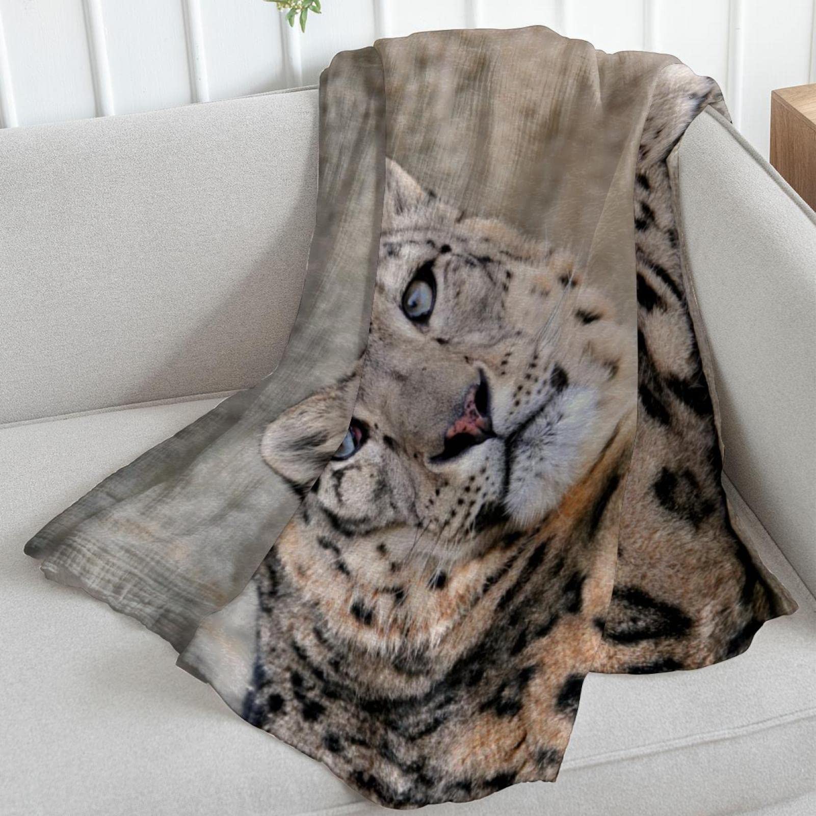 Loussiesd - Coperta in pile con stampa leopardata, per divano, divano, divano, fiori floreali, sherpa, motivo animali selvatici, coperta sfocata, decorazione per la stanza del bambino, 76,2 x 101,6 cm