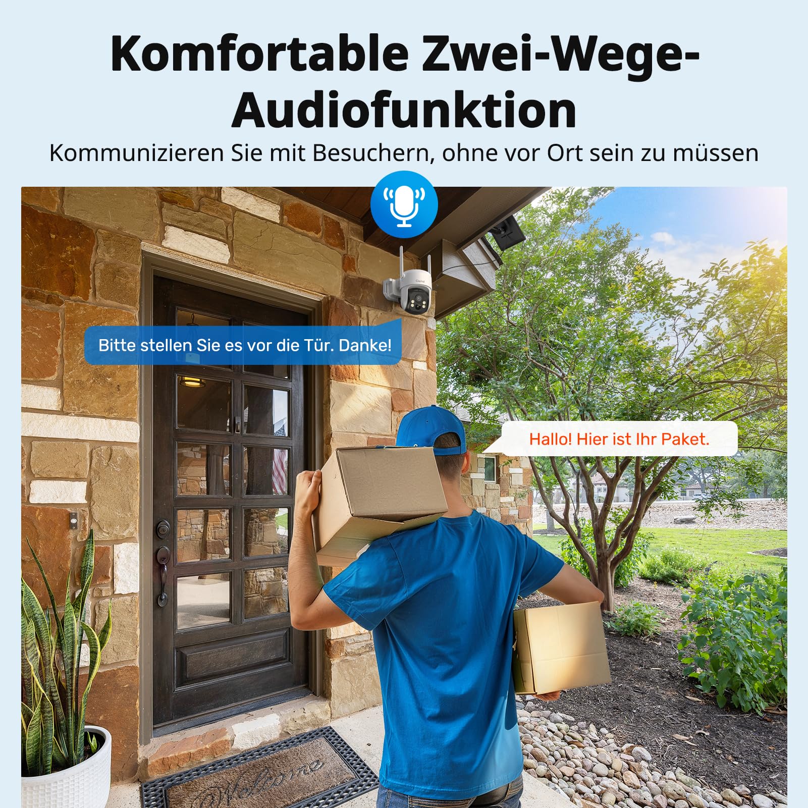 2K Überwachungskamera Aussen Akku Solar, 360° PTZ Überwachungskamera Outdoor Kabellos mit Solarpanel, 3MP Farbnachtsicht, 2-Wege-Audio, PIR Bewegungsmelder
