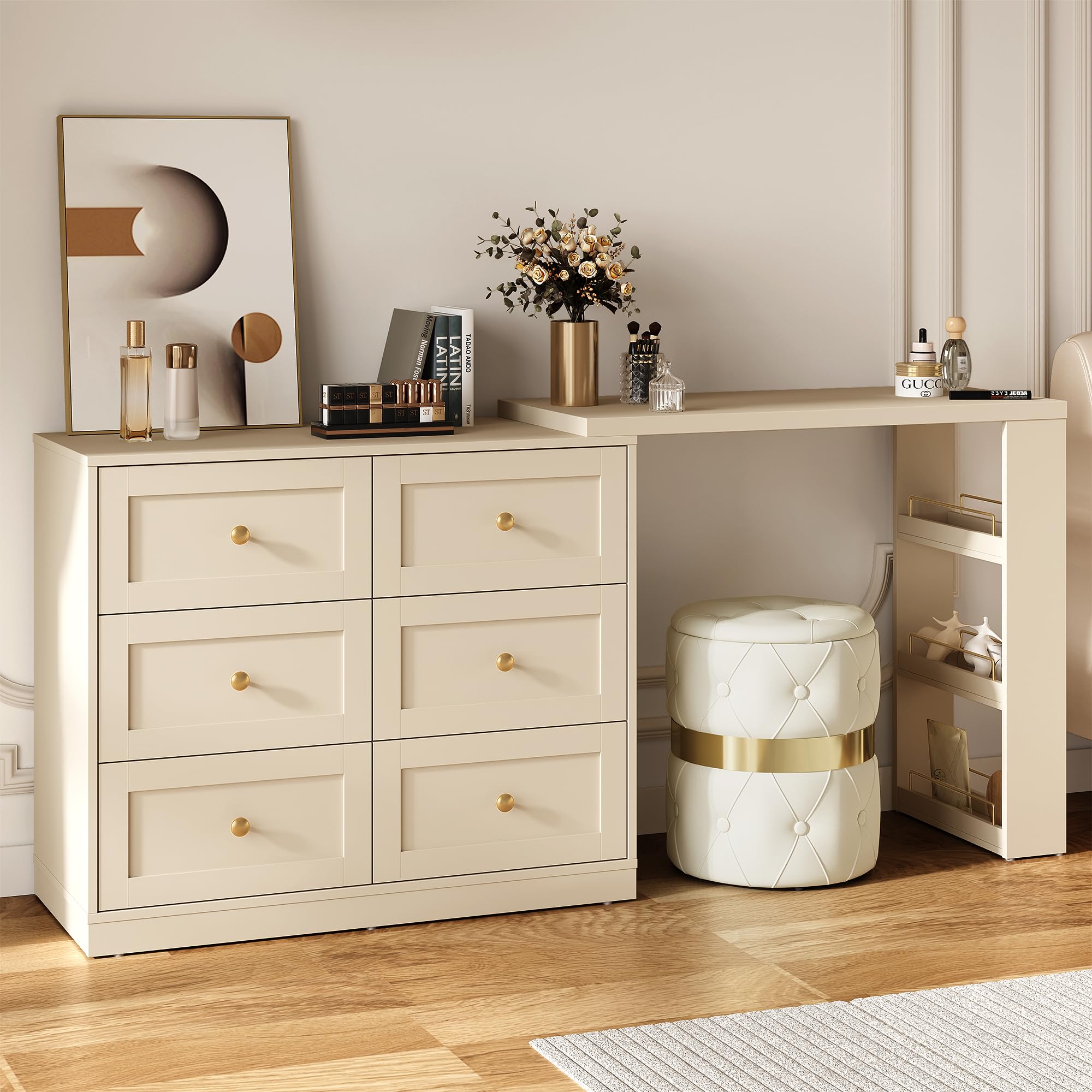 dresser desk combination Hokku Designs Earnell Modern Home Office Expandable Combo With Storage With Drawers & Reviews The natural wood veneer exudes timeless elegance Desk Dresser Combination- Otherwise Known