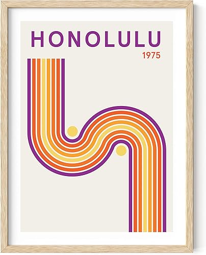 HAUS AND HUES Arte de pared vintage, arte retro, arte de viaje, decoración de pared moderna abstracta enmarcada de mediados de siglo, arte de pared