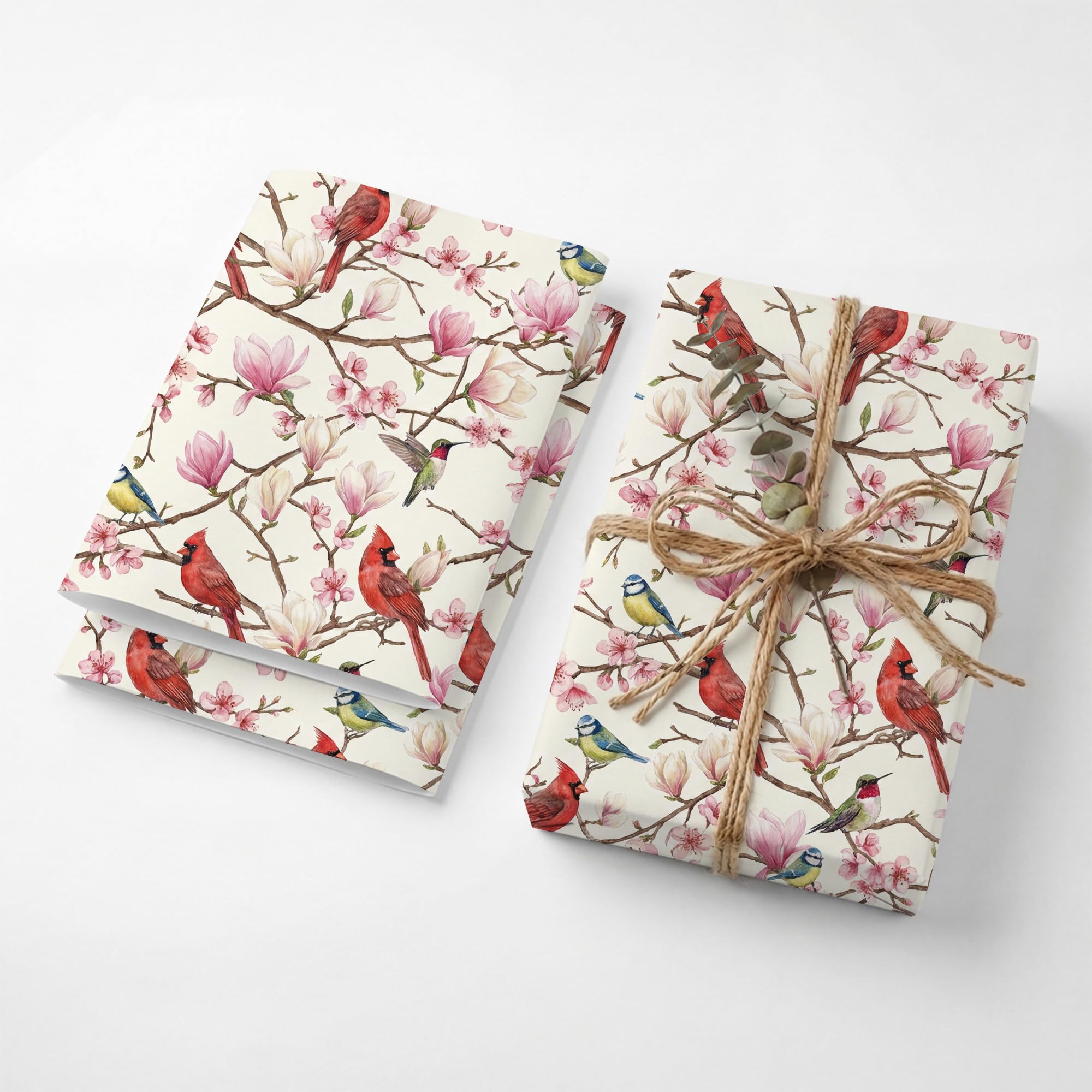 SHSEEN Red Cardinal Wrapping Paper, 2 Sheets, 19.5 x 27.5 in — image 1