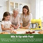 Stand Mixer, Compact & Space-Saving, Stainless Steel Bowl, Unique & Playful Design, Effcient 300W Motor, Dishwasher-Safe Attachments, SM-2549A, Yellow