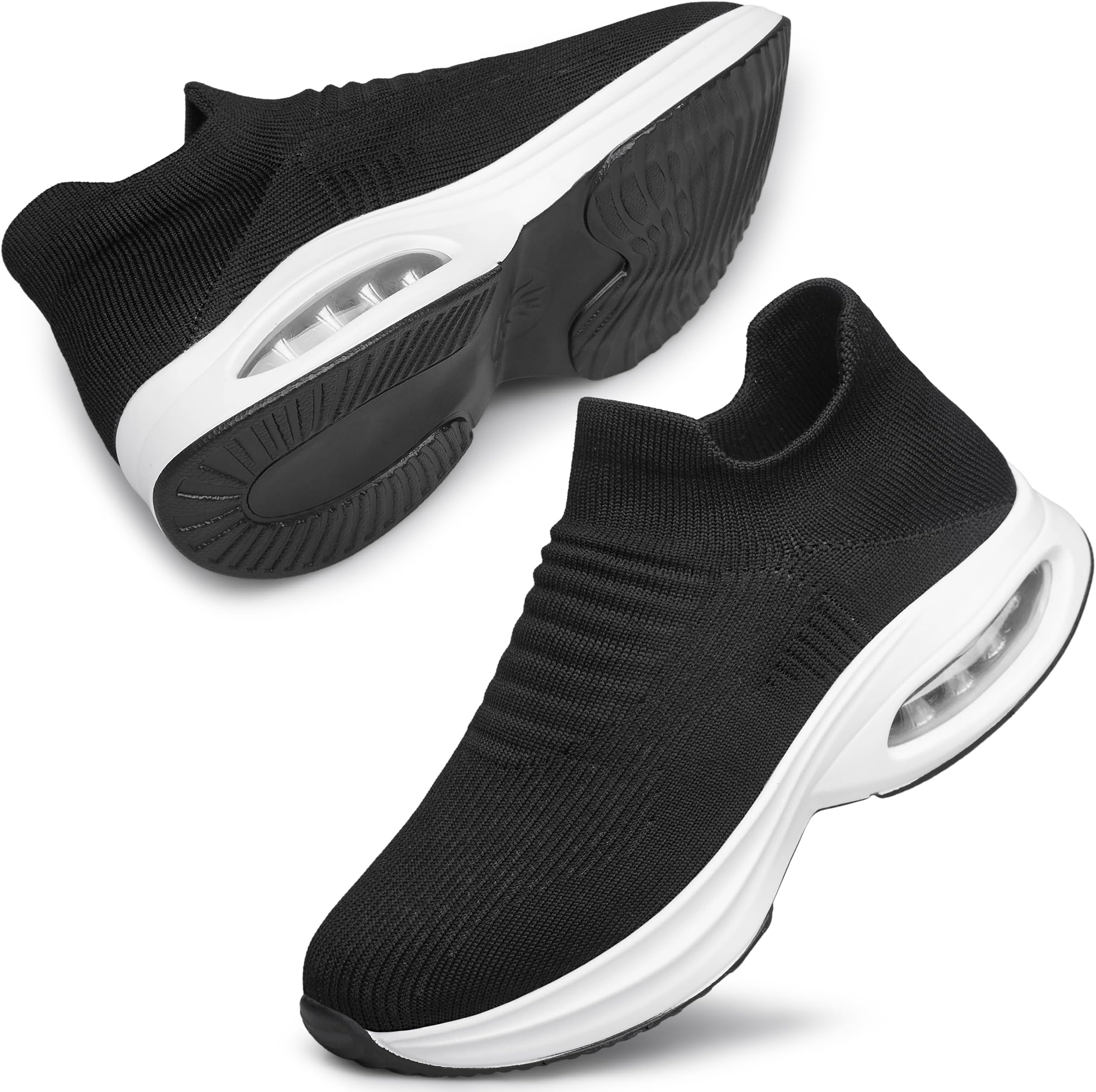 DOUSSPRTWomens Walking Shoes Sock Casual Ladies Fashion Sneakers Comfortable Slip On Air Cushion Platform