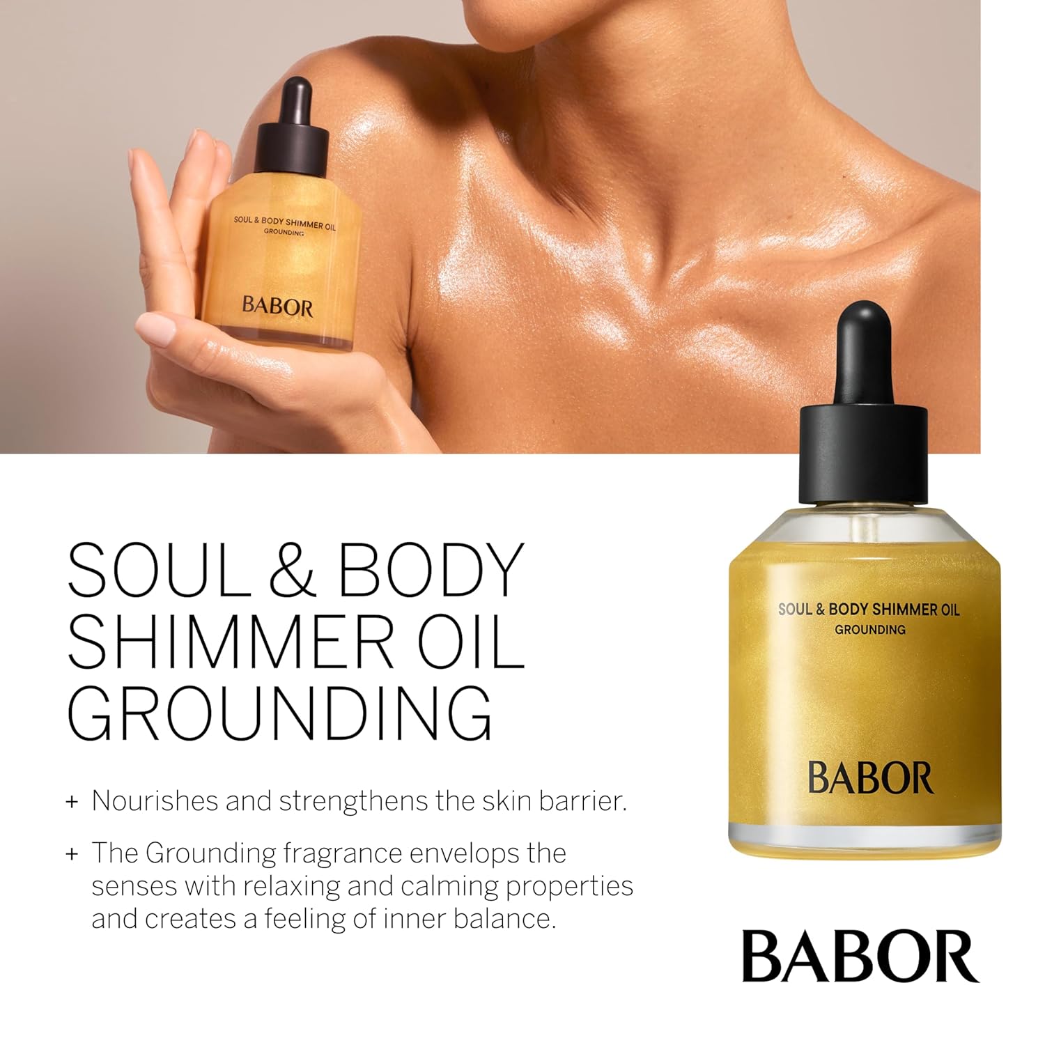 BABOR Soul & Body Shimmer Oil with Vitamin F for Supple and Smooth Skin, Fatty Acids & Plant Oils for Nourished Skin with Radiant Effect, 3.38 fl oz