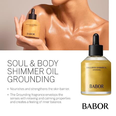 BABOR Soul & Body Shimmer Oil Shimmer Oil Skin Care for Dry Skin Natural Golden Glow with Nourishing Oils and Glow Particles Vegan 100 ml