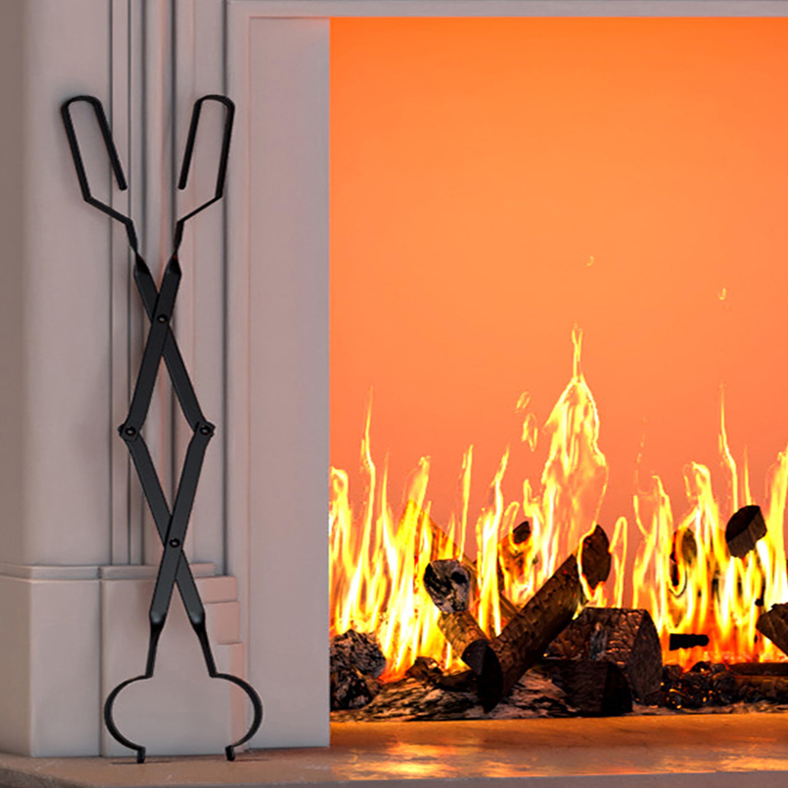 Kingson Arc Design Fireplace Tongs -66cm Firewood Log Grabber for Indoor Fireplace Outdoor Fire Pit, and Campfire -Sanded Black - Image 3