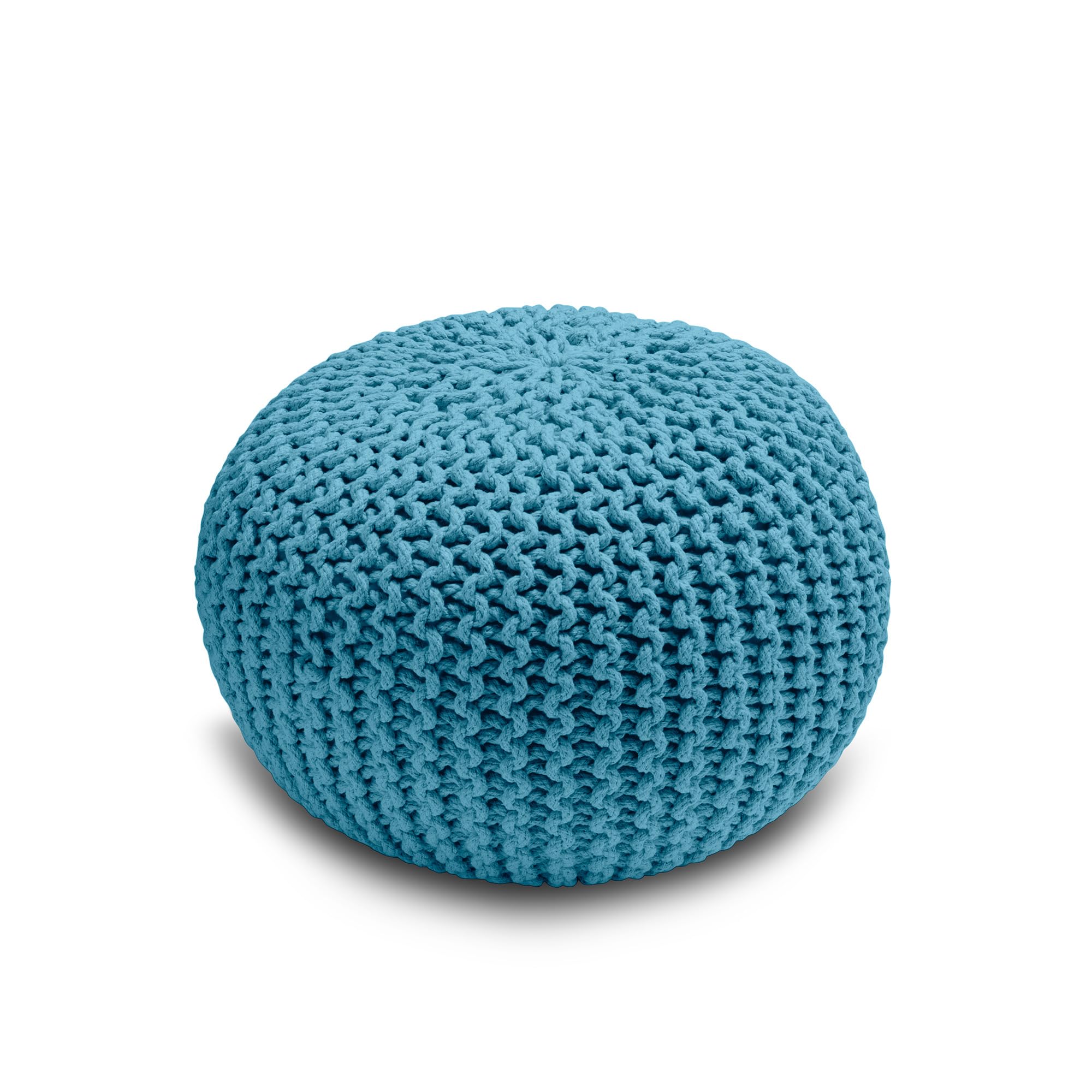 UK Large 100% Cotton Chunky Knitted Round Pouffe Foot Stool Ottoman