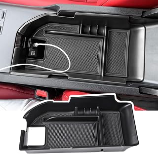 Center Console Organizer Tray Compatible with Toyota Camry XLE XSE 2018-2024 and Camry LE SE 2020-2023 2024 Accessories Armrest Secondary Storage Box ABS Insert Tray, Fit Dual USB Ports,Black